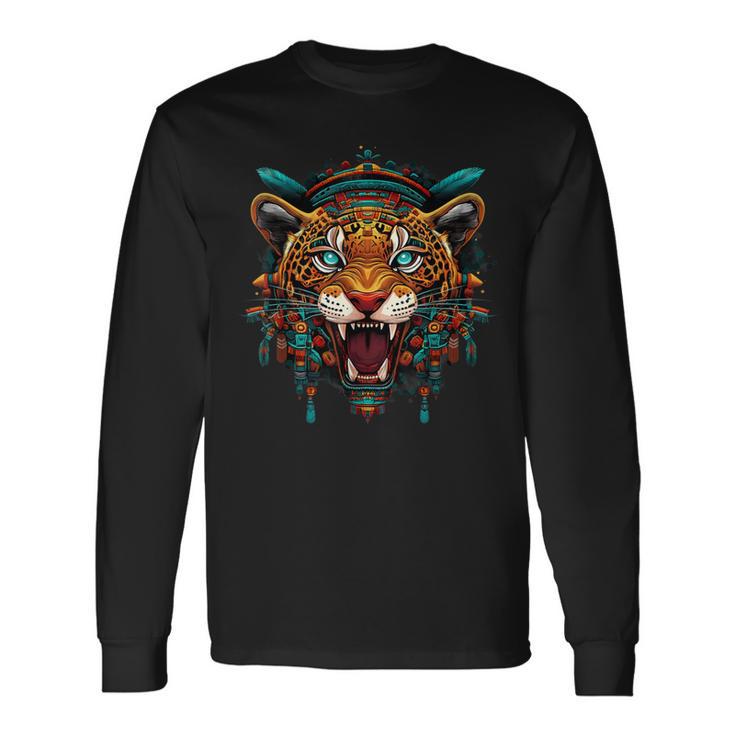 アステカ メキシコ神話 ネイティブメキシコプライド マヤジャガー 長袖Tシャツ