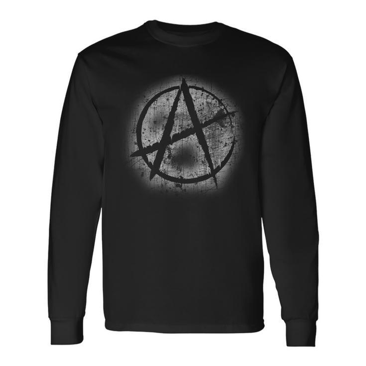 アナーキーシンボルデザイングラフィティスプレーペイント、アナーキズム 長袖Tシャツ
