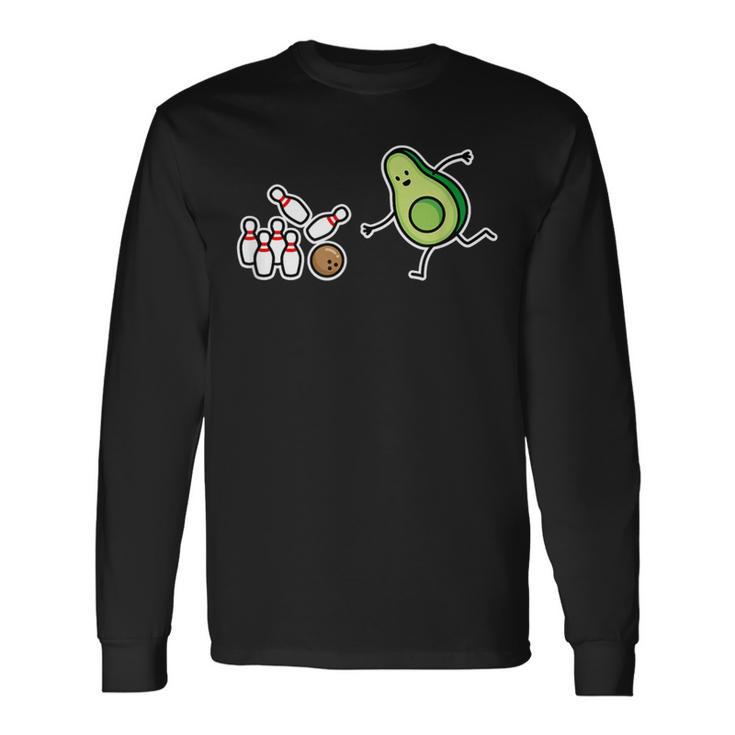 アボカドピットケトビーガンでボウリングをする楽しいアボカド。 長袖Tシャツ