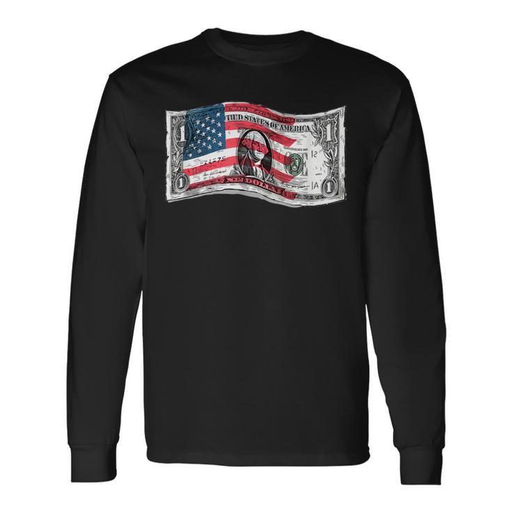 アメリカ 現金ドル札 コスチューム 長袖Tシャツ