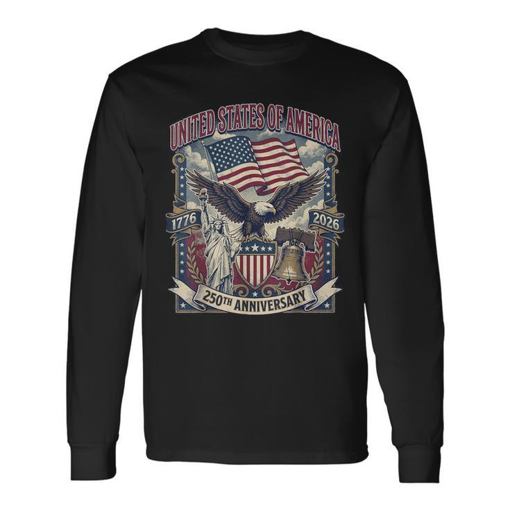 アメリカ250周年記念フラッグ イーグル&リバティ Usa 250年 長袖Tシャツ