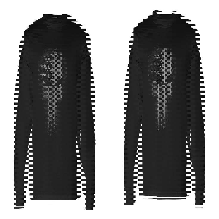 アメリカ国旗 ミリタリー スカル 愛国心 Usa 長袖Tシャツ