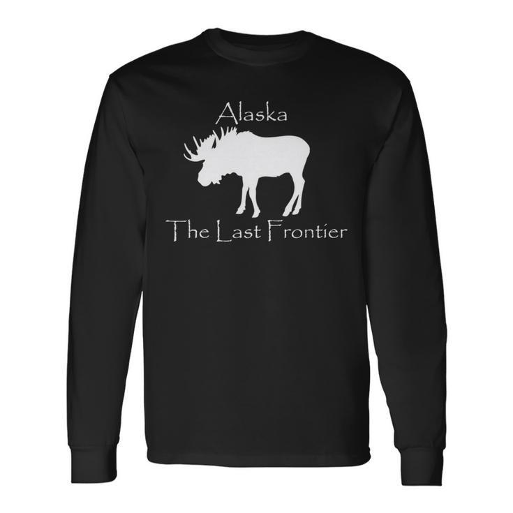 アラスカ地図ユニークなアラスカのお土産アラスカムース 長袖tシャツ 長袖Tシャツ