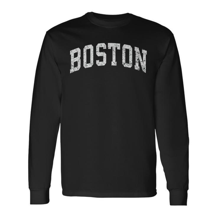 アンティーク調ボストンtシャツ、ベーシックヴィンテージカレッジスタイルtシャツ 長袖Tシャツ
