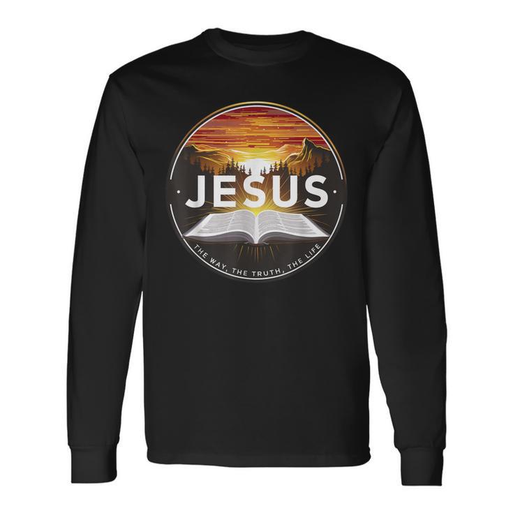イエス・ザ・ウェイ・ザ・トゥルース ザ・ライフ キリスト教 神 信仰 聖書 長袖Tシャツ