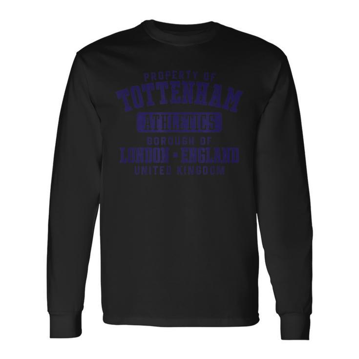 イギリスネイビープリントのトッテナムロンドンプロパティ 長袖Tシャツ