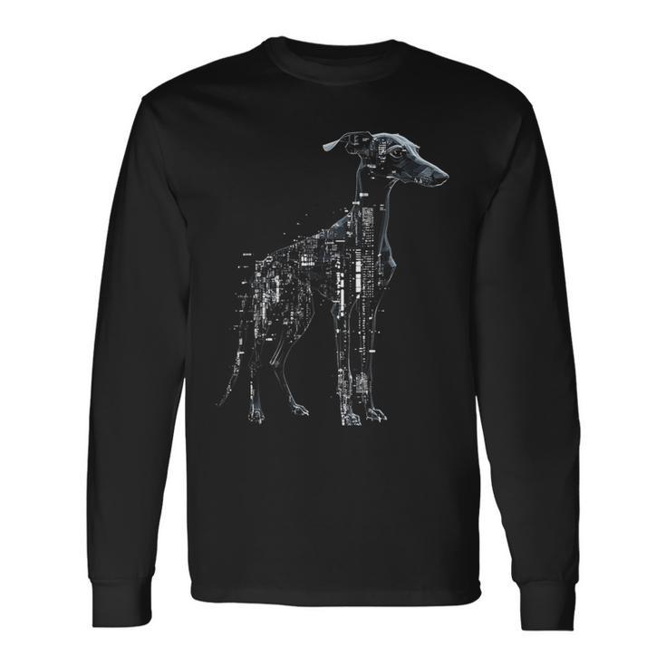 イタリアン グレイハウンド 犬 グラフィック ペット アートワーク イタリアン グレイハウンド 長袖Tシャツ