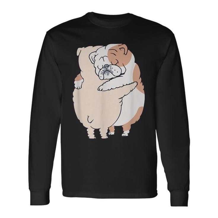 イングリッシュブルドッグハグ 長袖Tシャツ ギフトのアイデア