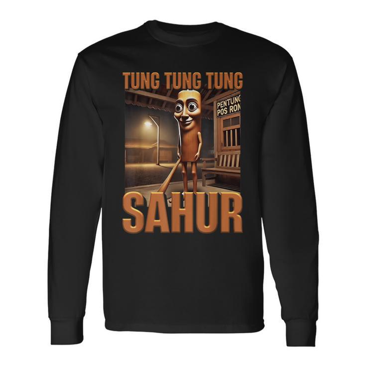 インターネット 陽気なミーム Aiキャラクター Tung Tung Tungahur 長袖Tシャツ