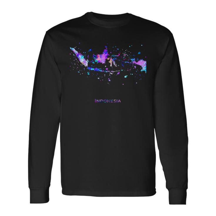 インドネシアの地図 長袖Tシャツ