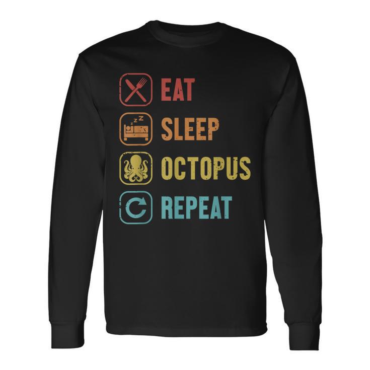 イート・スリープ・オクトパス・リピート・セファロポッド・オクトポッドズ・ラバー・オクトパス 長袖Tシャツ