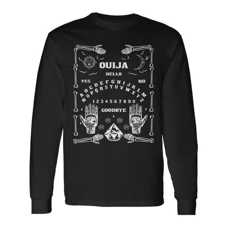 ウィジャボード不気味なホラーゲームでハロウィンアートをプレイ 長袖Tシャツ
