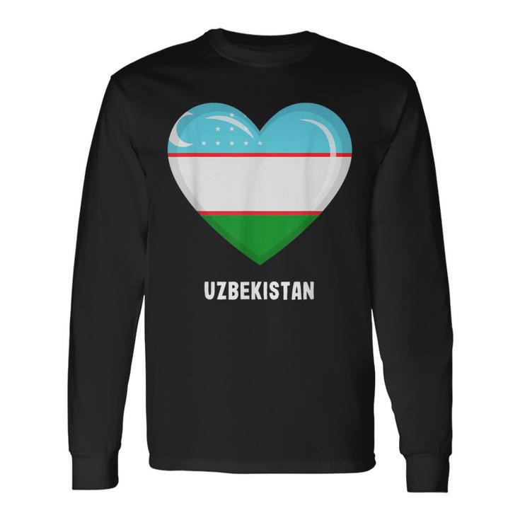 ウズベキスタン国旗シャツ 長袖Tシャツ