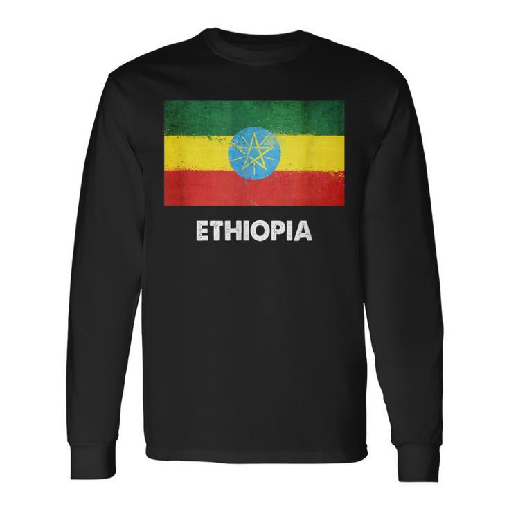 エチオピア国旗tシャツ 長袖Tシャツ