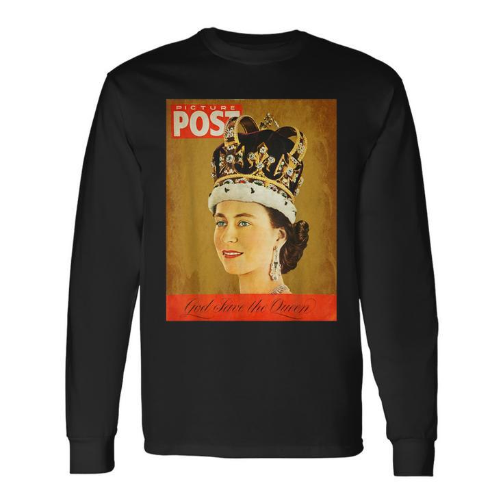エリザベス女王 ファンビンテージポスター 英国王 長袖Tシャツ