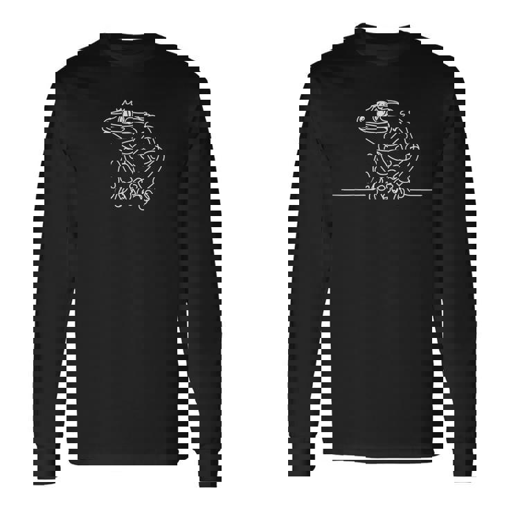 エレガントなラインアート ガーゴイル ヤモリ 爬虫類 長袖Tシャツ ギフトのアイデア