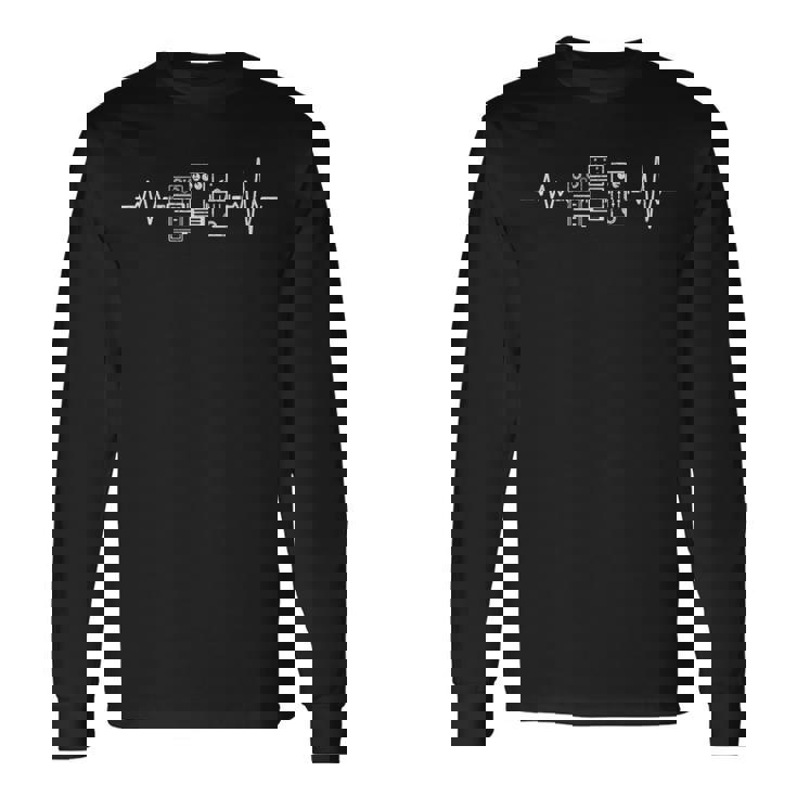 エレキギタープレーヤー ギターエフェクトペダル ハートビート 長袖Tシャツ ギフトのアイデア