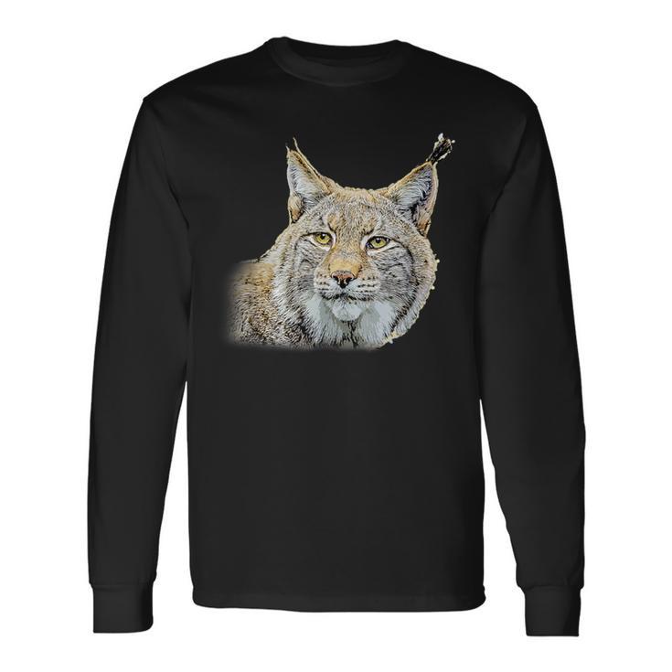 オオヤマネコのデザインオオヤマネコの野良猫ギフト 長袖Tシャツ