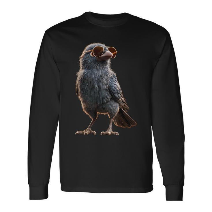 カラス 鳥 カラス ハクセキレイ ハシブトガラス クロカラス 長袖Tシャツ