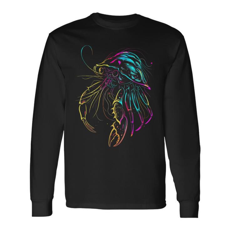 カラフル ヤドカリ 鮮やかな海の生き物 長袖Tシャツ