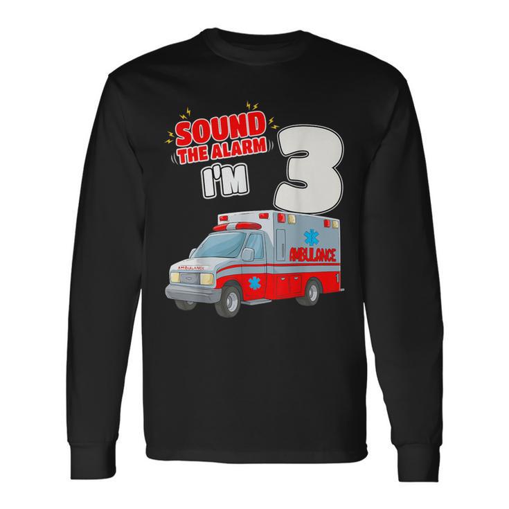 キッズ Ems 車 3歳の誕生日シャツ 3歳 救急車 長袖Tシャツ
