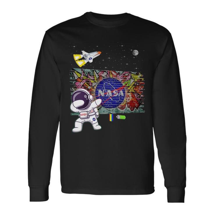 キッズ Nasaグラフィティアート宇宙飛行士キッドダビングスペースシャトルクール 長袖Tシャツ
