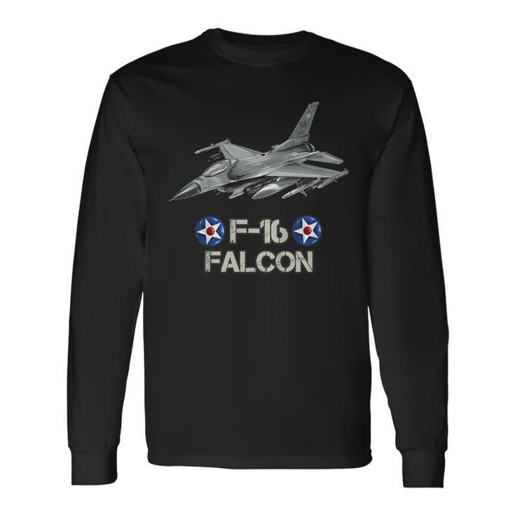 キッズ アメリカ空軍の航空機戦闘機f16ファルコン 長袖Tシャツ