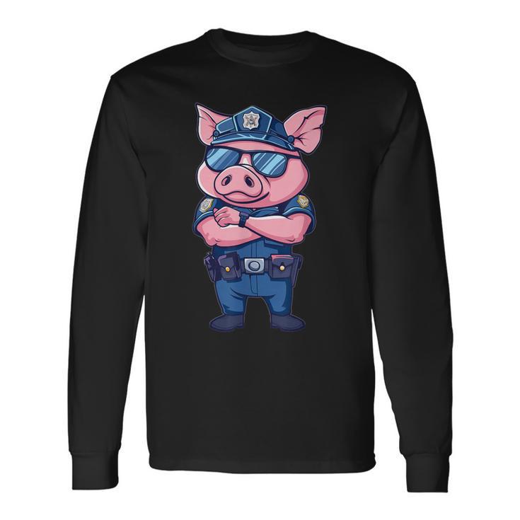 キッズ 警察豚 長袖Tシャツ