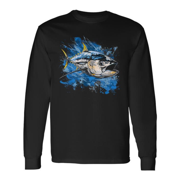 キハダマグロ釣り 大物漁師 長袖Tシャツ
