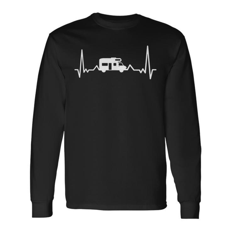 キャンプ ハートビート Ekg キャンピングカー キャンピングカー 長袖Tシャツ ギフトのアイデア