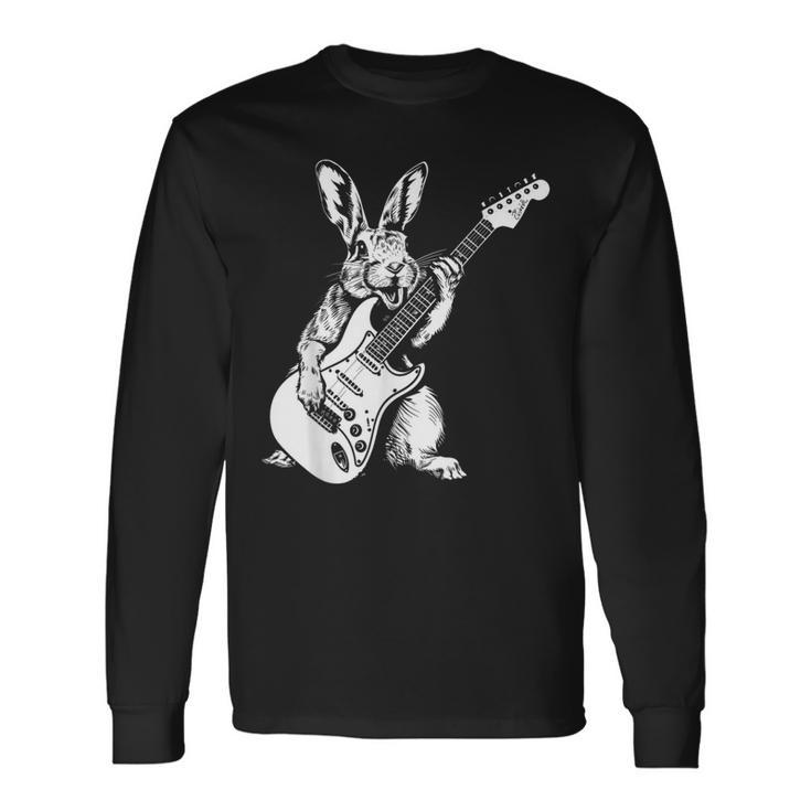 ギタリスト ギター ギタープレーヤー ウサギ お父さん ママ 長袖Tシャツ ギフトのアイデア