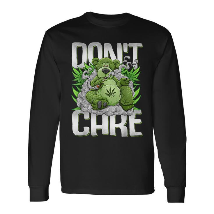 クマのスモーキングウィードマリファナtシャツ 面白いウィードベアtシャツ 長袖Tシャツ