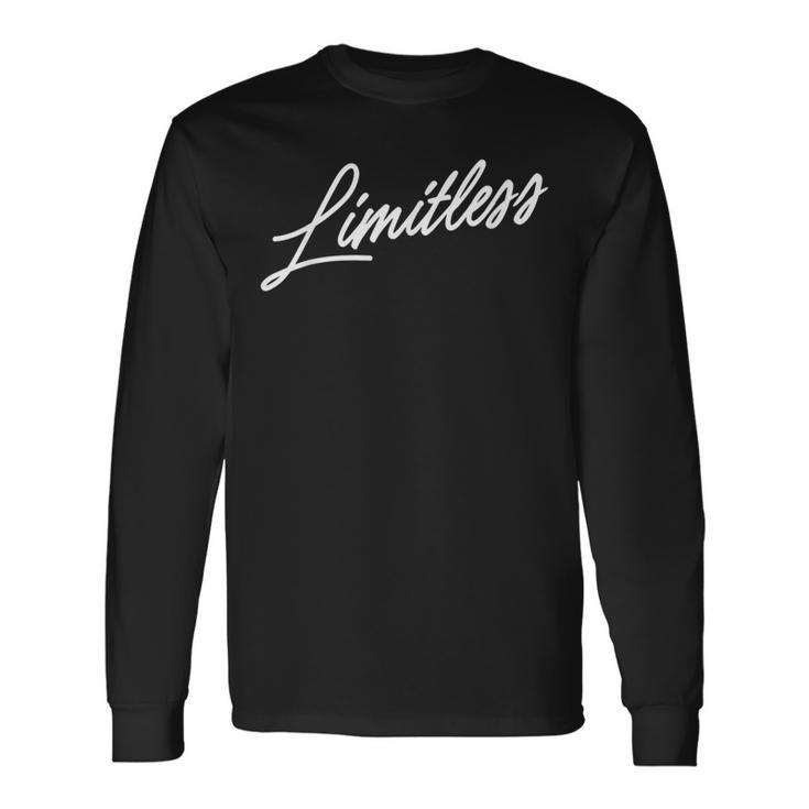 クリーンなミニマルポジティブ筆記体「無限」。 長袖Tシャツ