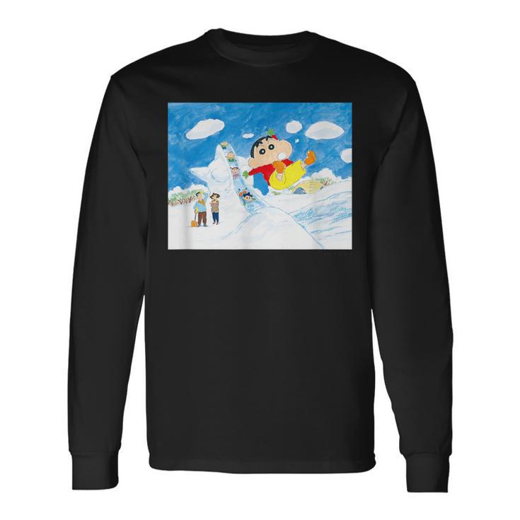 クレヨンしんちゃん 雪のすべり台 長袖Tシャツ