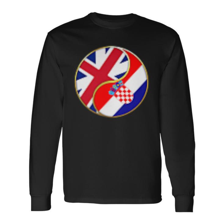 クロアチアの旗 イングランド イギリス 英語 イギリス クロアチア語 長袖Tシャツ