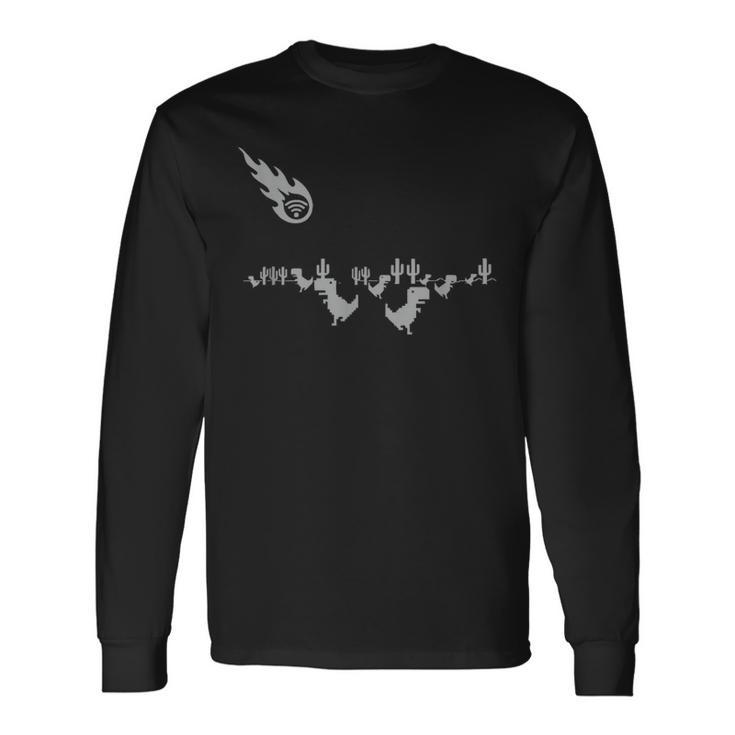 クローム T-Rex 恐竜 面白い ローディング Wifi メンズ レディース キッズ 長袖Tシャツ