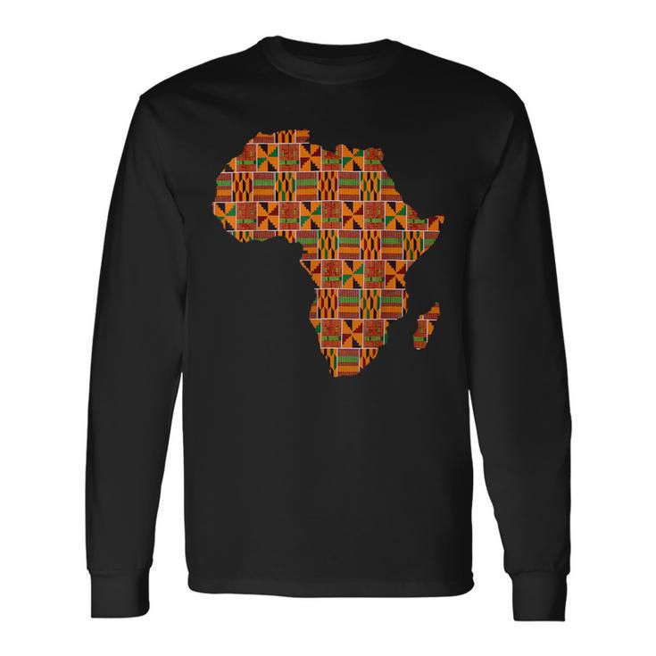 クールなアフリカの地図布、伝統的なアフリカのケンテ布。 長袖Tシャツ