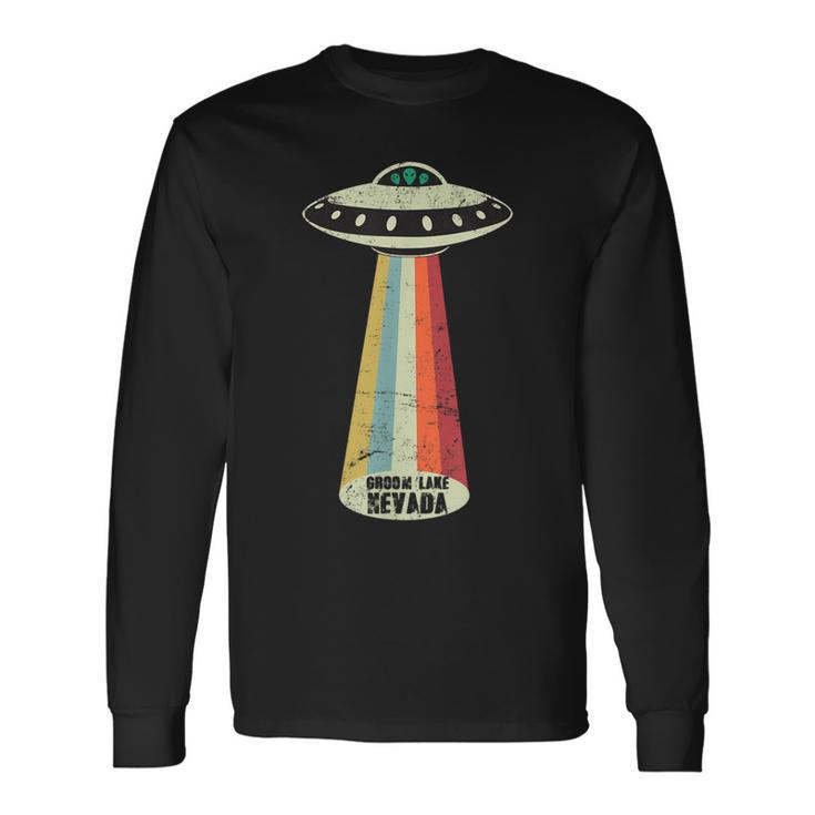 グルームネバダ湖レトロトップシークレットエリア 51 Ufo Uap エイリアン 長袖Tシャツ
