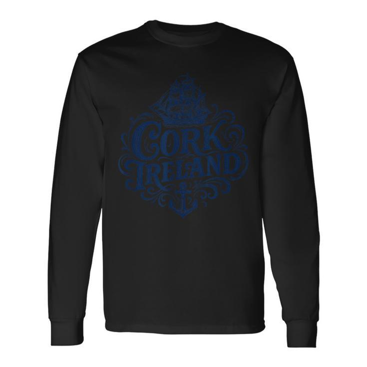 コルクアイルランド船と錨 長袖Tシャツ