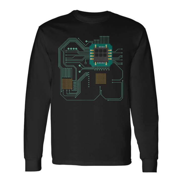 コンピュータープロセッサー、マイクロチップ、テクノロジー 長袖Tシャツ