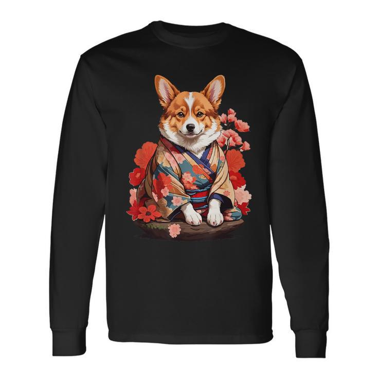 コーギー 着物 サムライ 伝統 日本アニメ アート 忍者 長袖Tシャツ