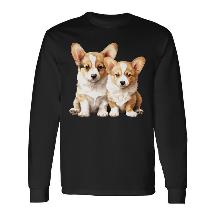 コーギー子犬 長袖tシャツ 長袖Tシャツ