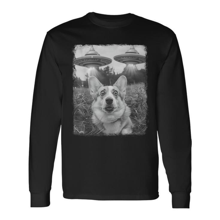 コーギー犬 Ufo エイリアン 地球外自撮り 長袖Tシャツ
