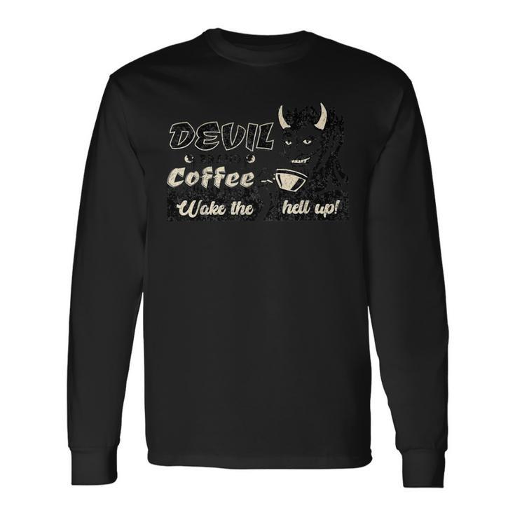 コーヒー愛好家のためのファニーデビルブランドコーヒー 長袖Tシャツ