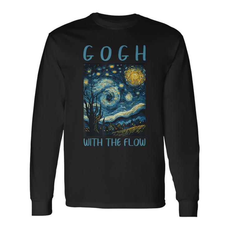 ゴッホ ゴッホ 流れる星月夜 美術史 駄洒落ユーモア 長袖Tシャツ