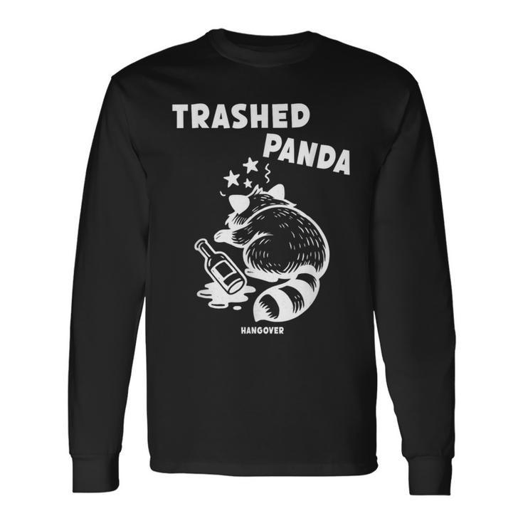 ゴミ箱パンダ 二日酔い ソーシャルメディア 狂った酔ったアライグマ 長袖Tシャツ