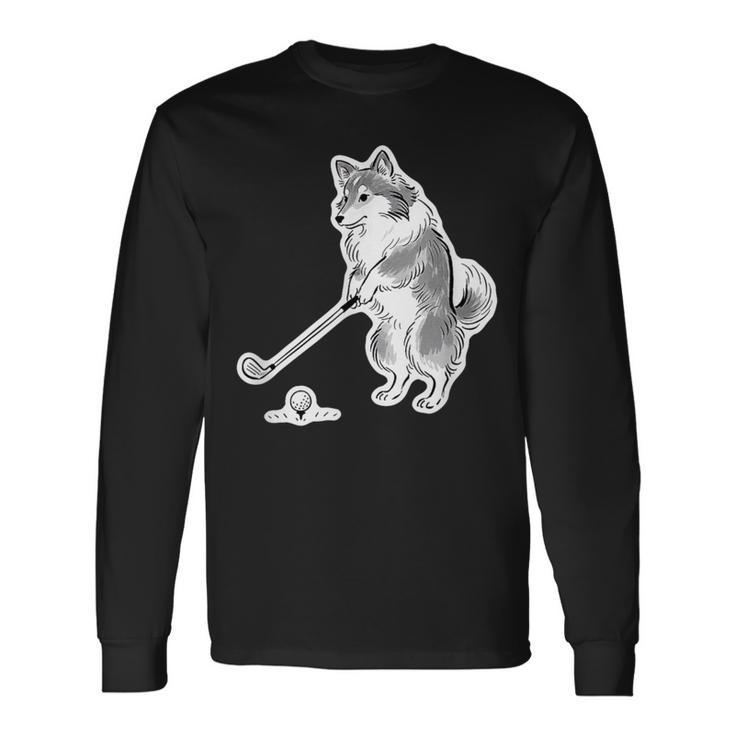 ゴルフ シェットランドシープドッグ シェルティ グッズ おもしろ 犬 面白い 笑える 和風 長袖Tシャツ
