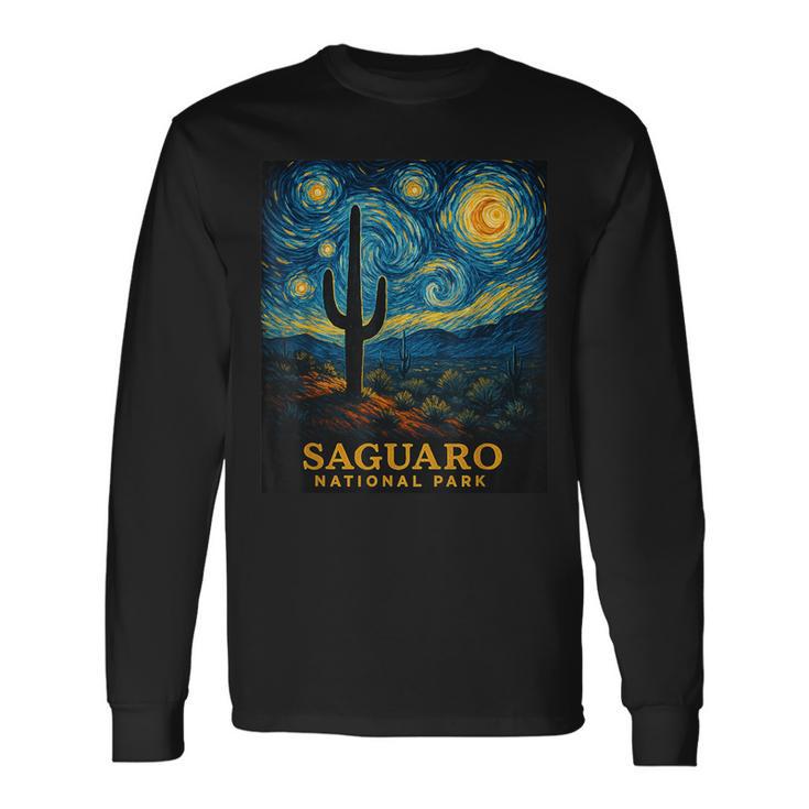 サグアロ国立公園にインスパイアされた星空の夜の冒険 長袖Tシャツ