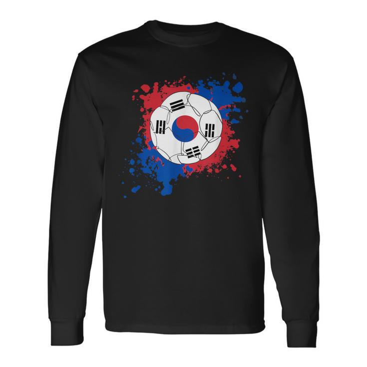 サッカーボール 韓国国旗付き 長袖Tシャツ