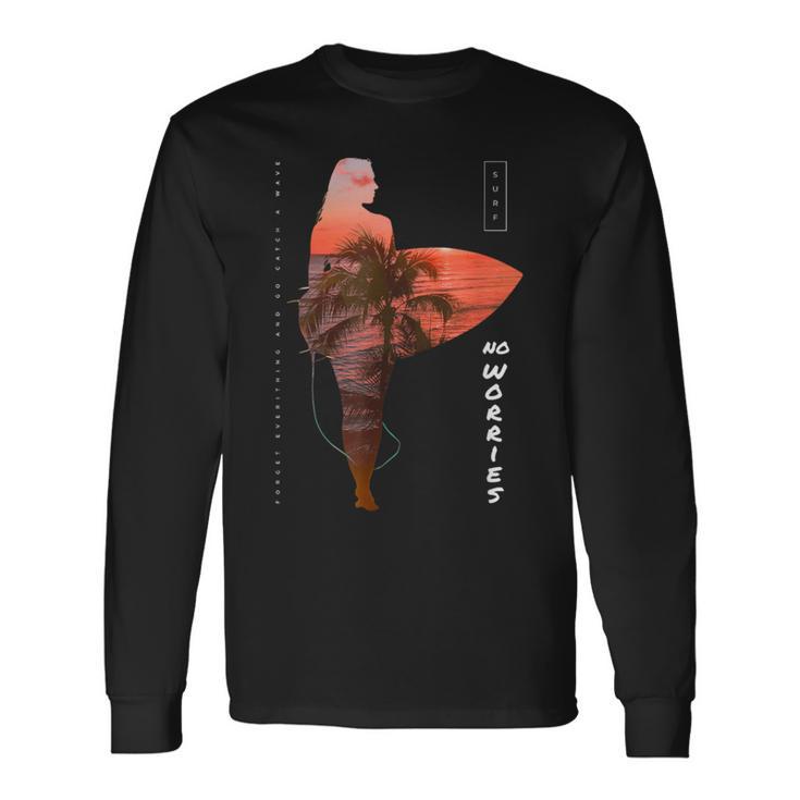 サーファーガール カリフォルニア サンセット ビーチ サーフガール 長袖Tシャツ